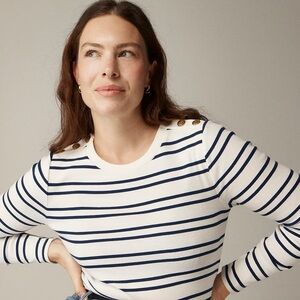 NWT J.Crew Perfect-fit Long Sleeve Crewneck With Lion Buttons